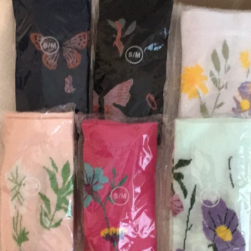 Floral and Butterfly Patterned Socks Set